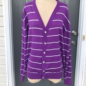 Purple and White Stripe Cardigan